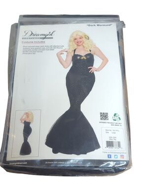 Dark Mermaid Halloween Costume Black Sexy Dress NEW LARGE Cosplay Party